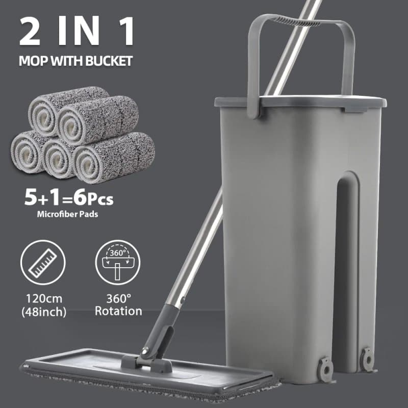 מערכת ניקוי רצפה מקצועית לבית עם סמרטוטים מיקרופייבר שניתן לשטוף