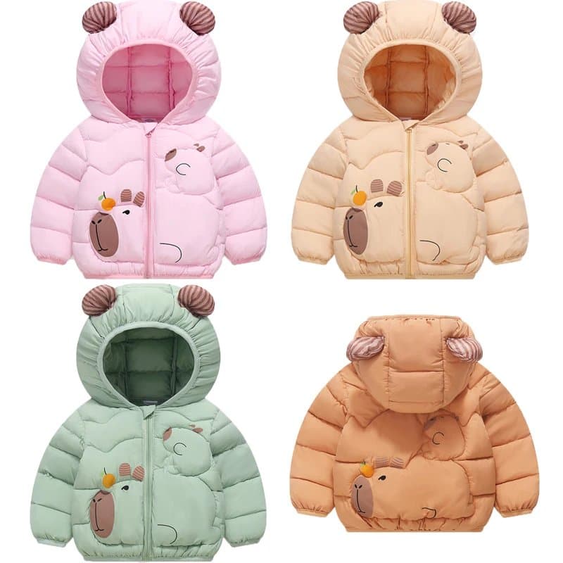 מעיל לילדים בנים ובנות עבה וחם עם כובע לילדים בגילאי 2-6 שנים