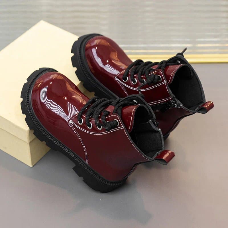 נעלי ילדים חדשות לחורף 2025, עור PU, עמידות למים, מגפי שלג לילדים, מותג נעליים לבנות