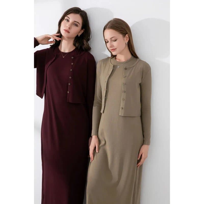 שמלת מקסי , קרדיגן נשים אלגנטי, סוודר סרוג עם שרוולים ארוכים. ניתן לקנות ביחד ולחוד